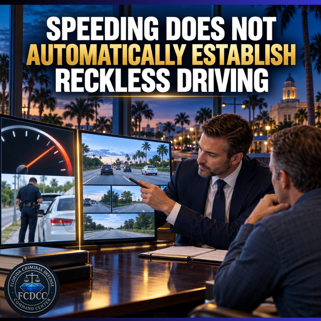 Pinellas Park defense lawyer comparing speed evidence, a traffic stop, and roadway conditions in a reckless driving case.